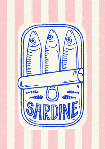 Pink and Blue Sardine Poster