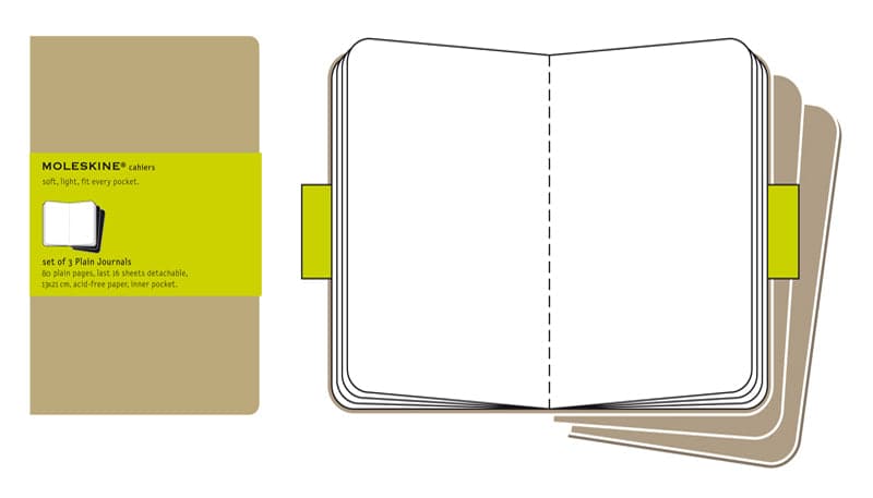 Moleskine Kraft Large Plain Cahier (Pack of 3)